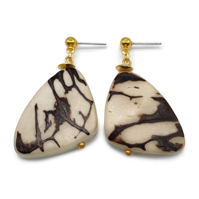 PENDIENTES MARIPOSA - Hechos a mano - Bañados en oro de 24 quilates - Tagua (marfil vegetal)
