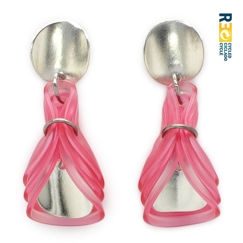 PENDIENTES ECOGLOW - Hechos a mano - Plata de ley 925 - Plástico reciclado de los revestimientos de las tapas de botellas