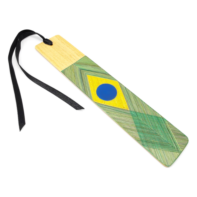 MARCAPÁGINAS BRASIL - COLECCIÓN DE EQUIPOS NACIONALES - El arte del tamo - Madera clara decorada con paja de trigo y cebada (enchapado en tamo)