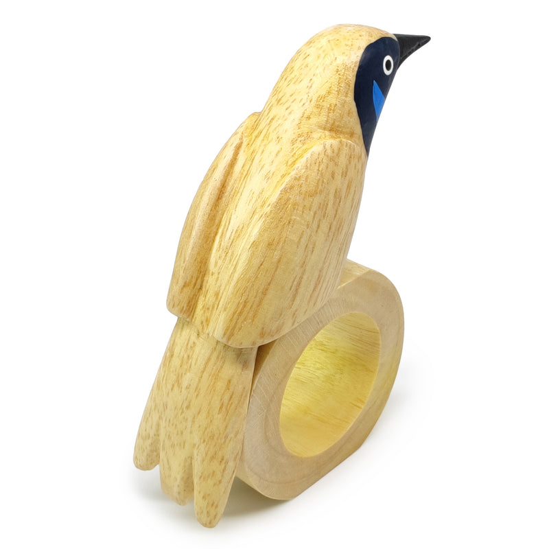 ANILLO DE SERVILLETA DECORATIVO - Zanate - Madera tallada y pintada a mano
