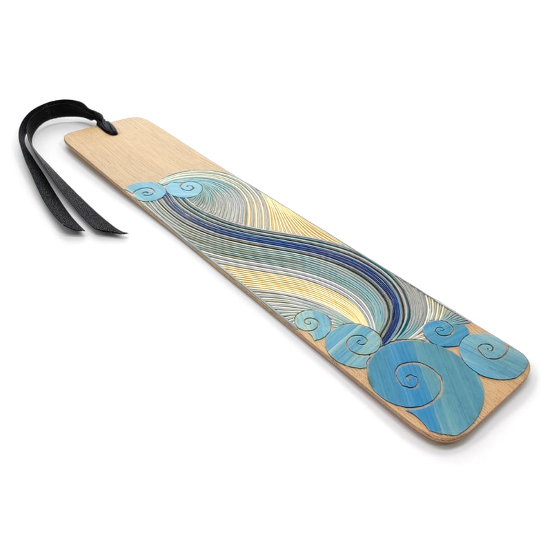 MARCAPÁGINAS AIRE - COLECCIÓN LOS CUATRO ELEMENTOS - El arte del tamo - Madera clara decorada con paja de trigo y cebada (enchapado en tamo)