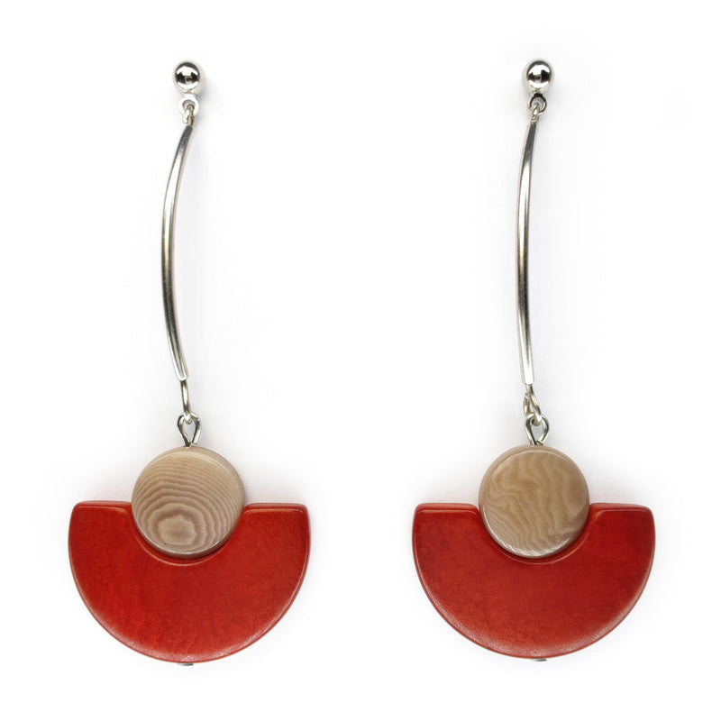 PENDIENTES LUNA - Hechos a mano - Acero inoxidable - Tagua (marfil vegetal)