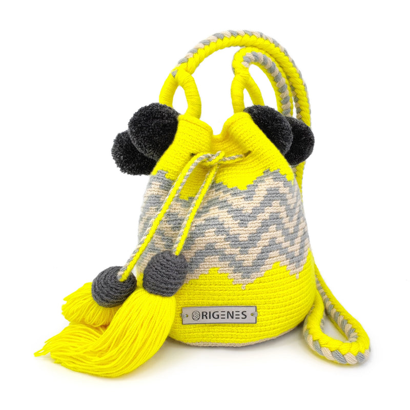 BOLSO WAYUU PALOMINO - Tamaño MINI - Tejido manualmente a ganchillo por mujeres de la comunidad indígena Wayuu en La Guajira (Colombia)