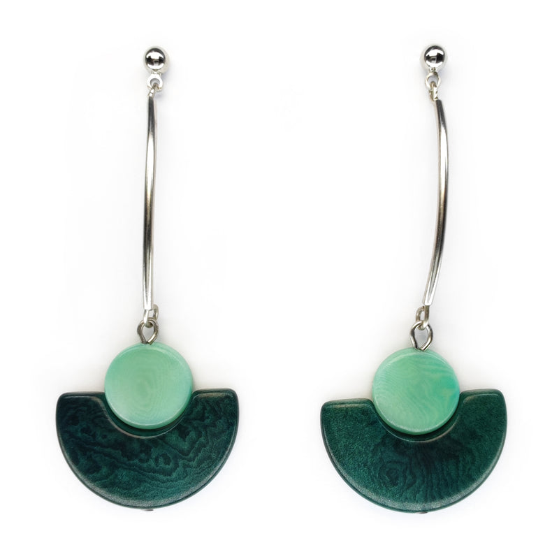 PENDIENTES LUNA - Hechos a mano - Acero inoxidable - Tagua (marfil vegetal)