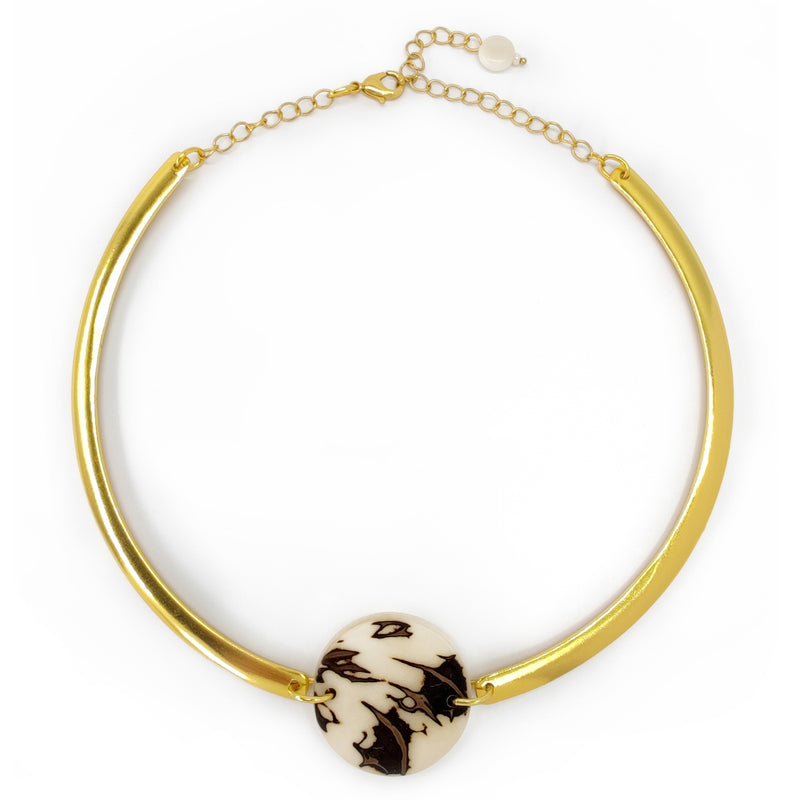 COLLAR MARISOL - Hecho a mano - Bañado en oro de 24 quilates - Tagua (marfil vegetal)