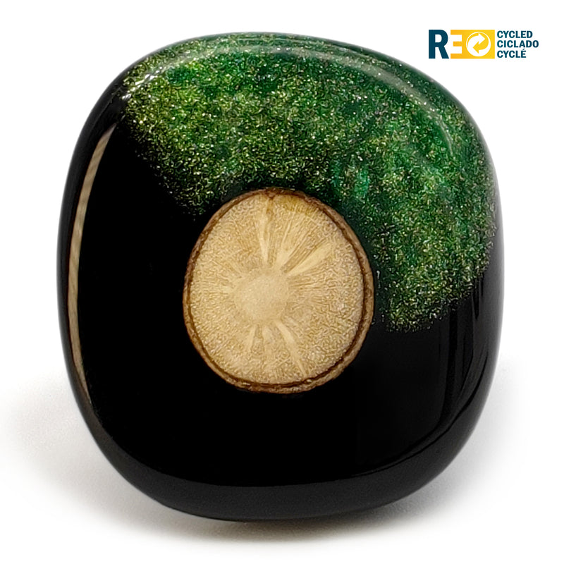 ANILLO NATÜA - Hecho a mano - Ajustable - Madera recuperada, polvo de bronce