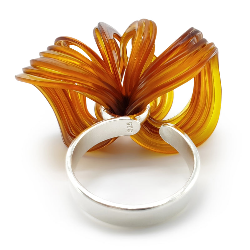 ANILLO ECOBLOOM - Hecho a mano - Ajustable - Plata de ley 925 - Plástico reciclado de los revestimientos de las tapas de botellas