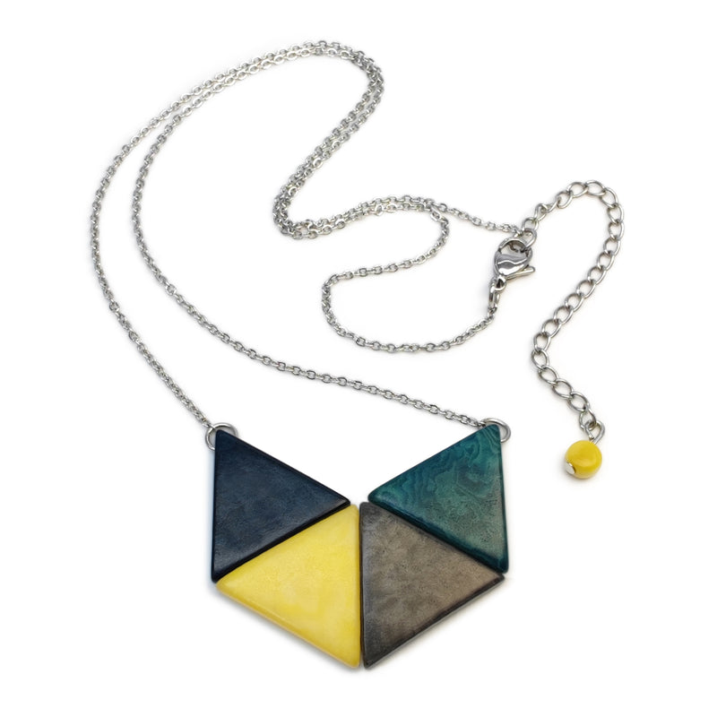 COLLAR LOZANGO - Hecho a mano - Acero inoxidable - Tagua (marfil vegetal)