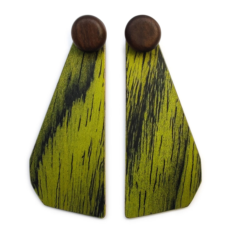 PENDIENTES WOODIE TRIO - Hechos a mano - Reversibles - Madera contrachapada de 3 capas cruzadas
