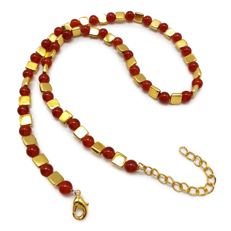 COLLAR DORA - Hecho a mano - Bañado en oro de 24 quilates - Ágatas