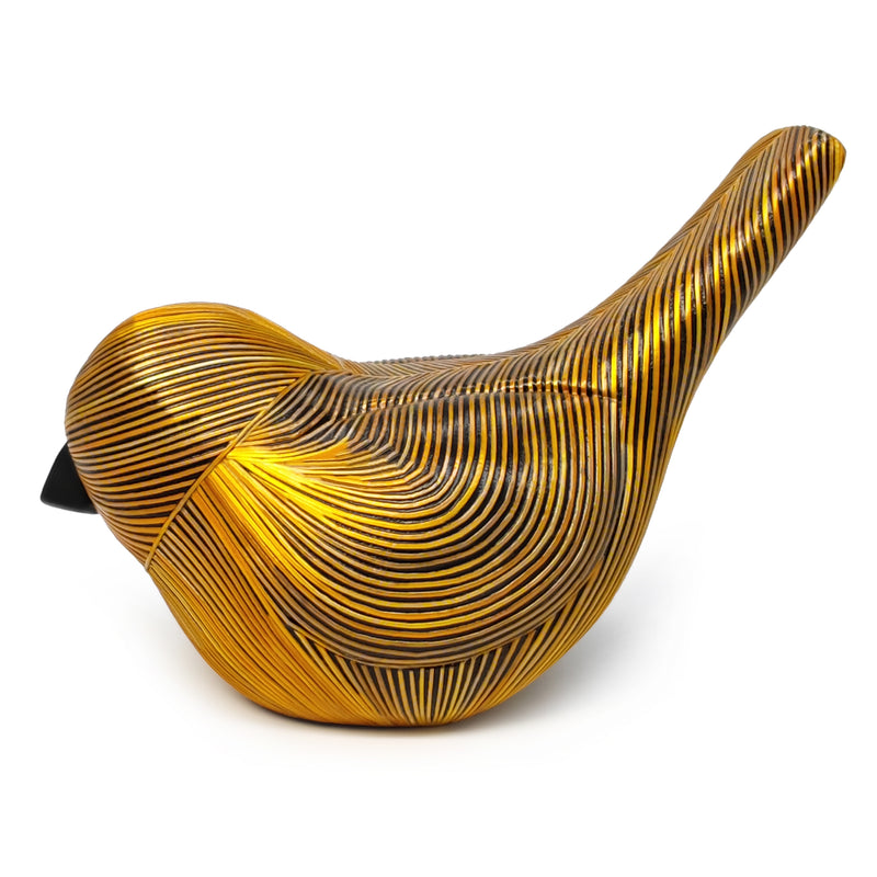 AVE DECORATIVA ANDINA - El arte del tamo - Madera decorada con paja de trigo y cebada (enchapado en tamo)