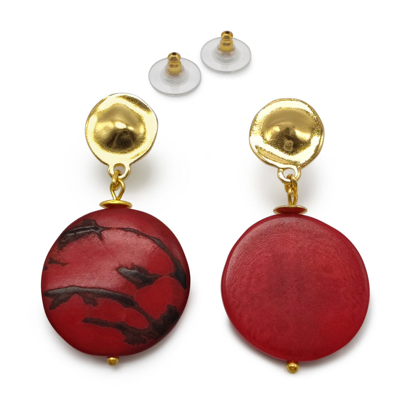 PENDIENTES SOLISE - Hechos a mano - Bañados en oro de 24 quilates - Tagua (marfil vegetal)