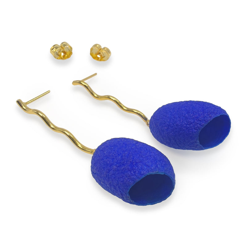 PENDIENTES COCOON ECHO - Hechos a mano - Bañados en oro de 24 quilates - Capullos de seda