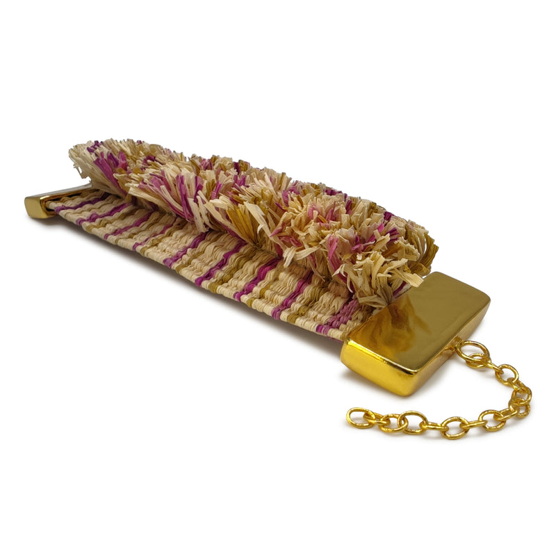 BRAZALETE MAÏZA - Hecho a mano - Bañado en oro de 24 quilates - Hojas de maíz