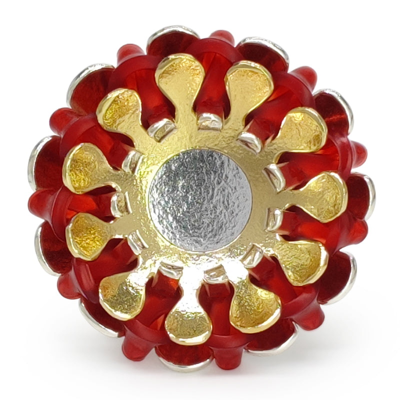 ANILLO ECOSOL - Hecho a mano - Ajustable - Plata de ley 925 y baño en oro de 24K - Plástico reciclado de los revestimientos de las tapas de botellas