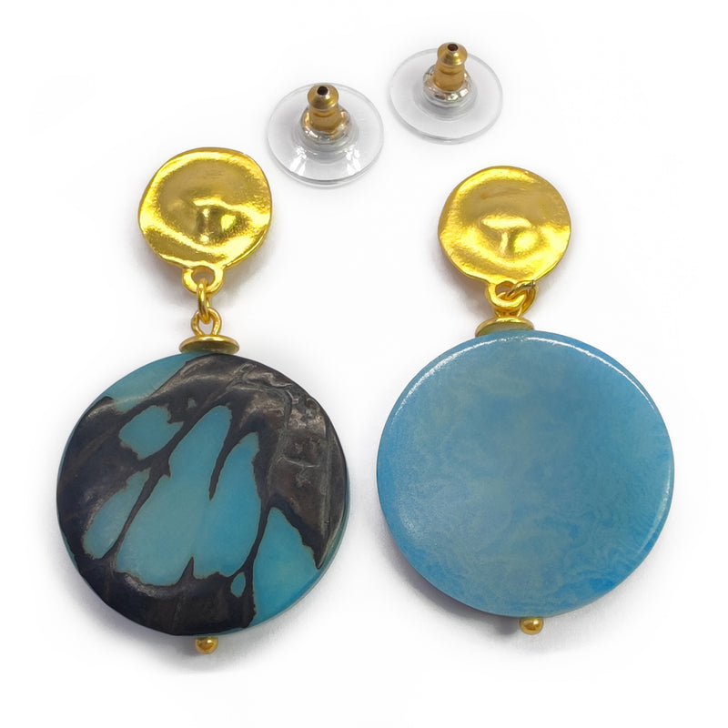 PENDIENTES SOLISE - Hechos a mano - Bañados en oro de 24 quilates - Tagua (marfil vegetal)