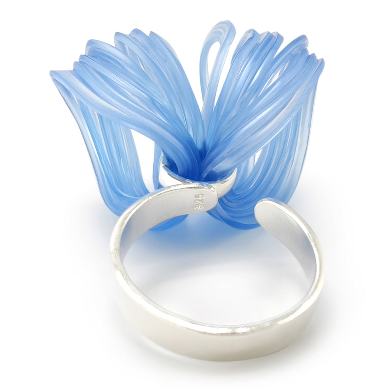 ANILLO ECOBLOOM - Hecho a mano - Ajustable - Plata de ley 925 - Plástico reciclado de los revestimientos de las tapas de botellas