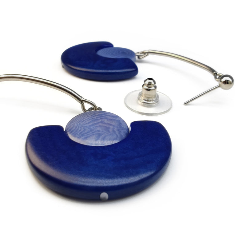 PENDIENTES LUNA - Hechos a mano - Acero inoxidable - Tagua (marfil vegetal)