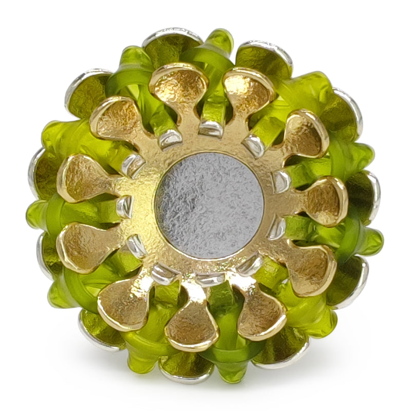 ANILLO ECOSOL - Hecho a mano - Ajustable - Plata de ley 925 y baño en oro de 24K - Plástico reciclado de los revestimientos de las tapas de botellas