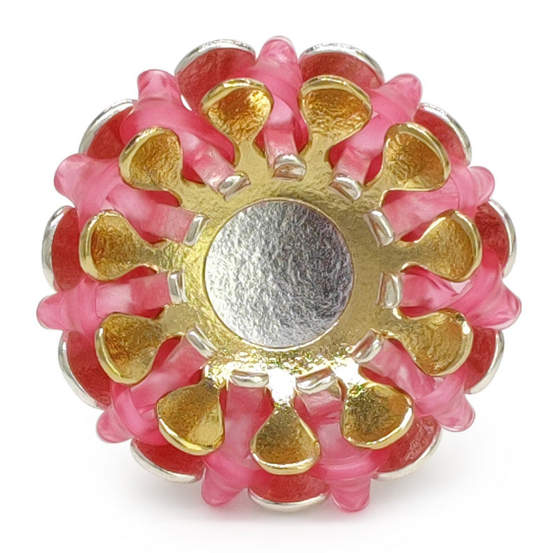 ANILLO ECOSOL - Hecho a mano - Ajustable - Plata de ley 925 y baño en oro de 24K - Plástico reciclado de los revestimientos de las tapas de botellas