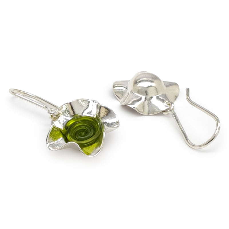 PENDIENTES ECOFLOR - Hechos a mano - Plata de ley 925 - Plástico reciclado de los revestimientos de las tapas de botellas