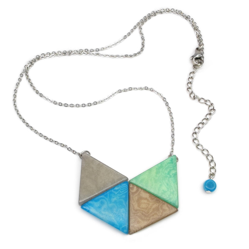 COLLAR LOZANGO - Hecho a mano - Acero inoxidable - Tagua (marfil vegetal)