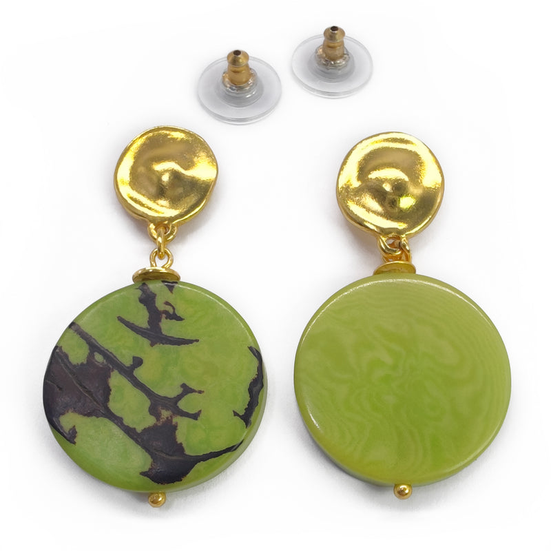 PENDIENTES SOLISE - Hechos a mano - Bañados en oro de 24 quilates - Tagua (marfil vegetal)