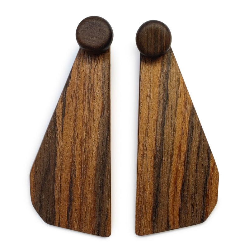 PENDIENTES WOODIE TRIO - Hechos a mano - Reversibles - Madera contrachapada de 3 capas cruzadas