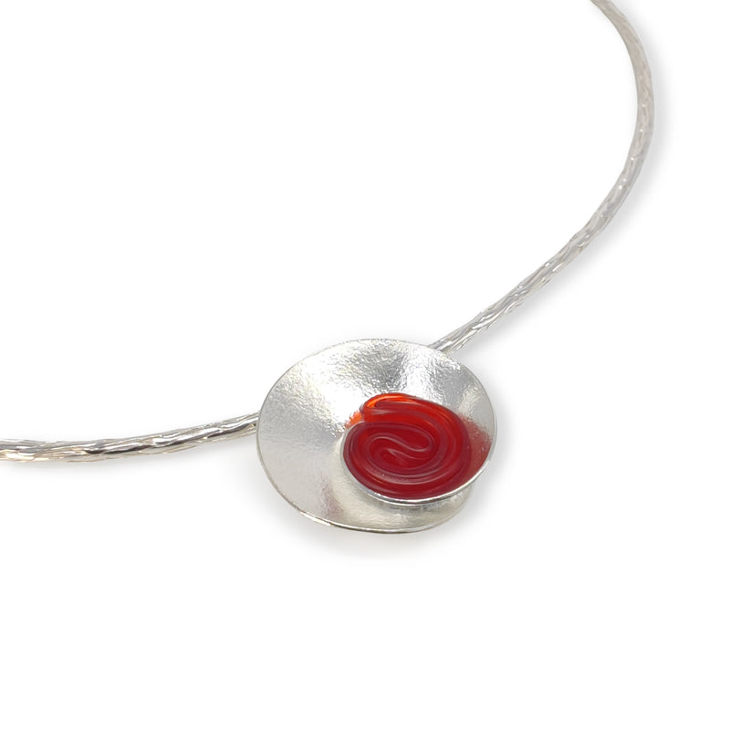 COLLAR ECOSENS - Hecho a mano - Plata fina 999 & plata de ley 925 - Plástico reciclado de los revestimientos de las tapas de botellas