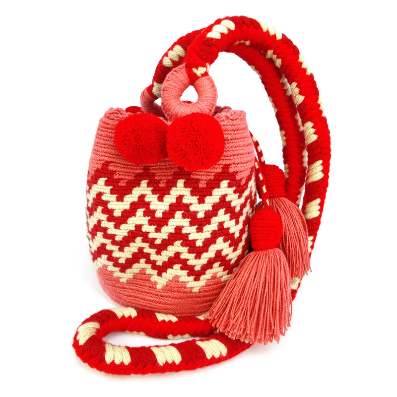 BOLSO WAYUU PALOMINO - Tamaño MINI - Tejido manualmente a ganchillo por mujeres de la comunidad indígena Wayuu en La Guajira (Colombia)