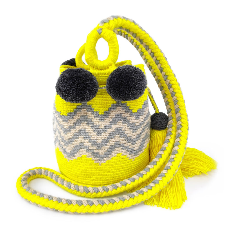 BOLSO WAYUU PALOMINO - Tamaño MINI - Tejido manualmente a ganchillo por mujeres de la comunidad indígena Wayuu en La Guajira (Colombia)