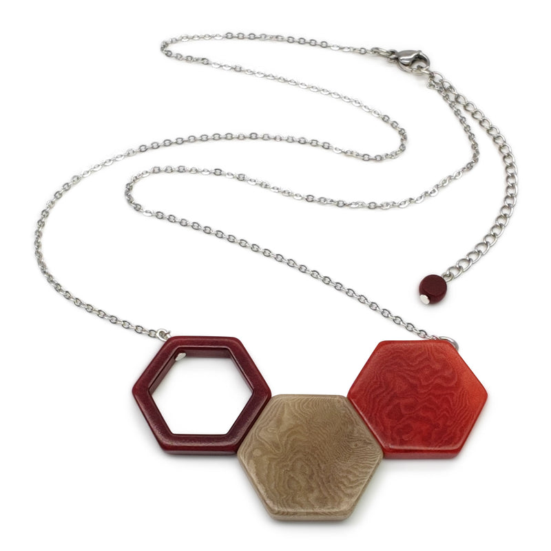 COLLAR TRIPTYCH - Hecho a mano - Acero inoxidable - Tagua (marfil vegetal)