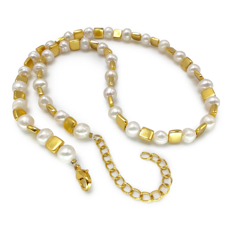COLLAR DORA - Hecho a mano - Bañado en oro de 24 quilates - Perlas cultivadas
