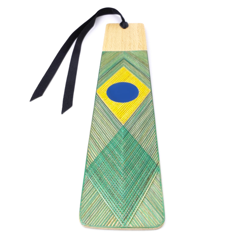 MARCAPÁGINAS BRASIL - COLECCIÓN DE EQUIPOS NACIONALES - El arte del tamo - Madera clara decorada con paja de trigo y cebada (enchapado en tamo)