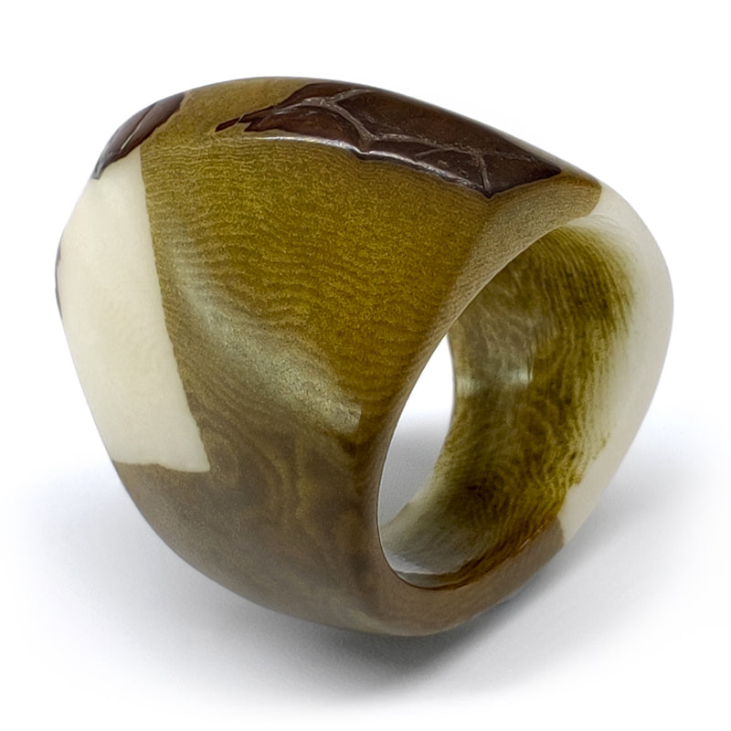 ANILLO GÉNESIS CURVO - Hecho a mano - Tagua (marfil vegetal)