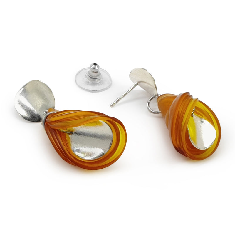 PENDIENTES ECOGLOW - Hechos a mano - Plata de ley 925 - Plástico reciclado de los revestimientos de las tapas de botellas