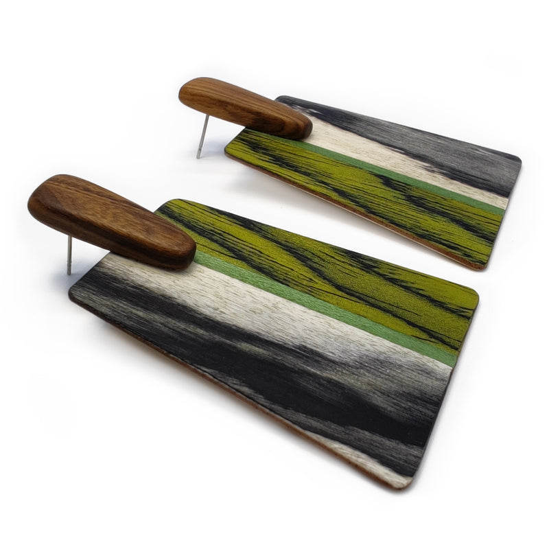 PENDIENTES WOODIE TRAPEZE - Hechos a mano - Madera contrachapada de 3 capas cruzadas