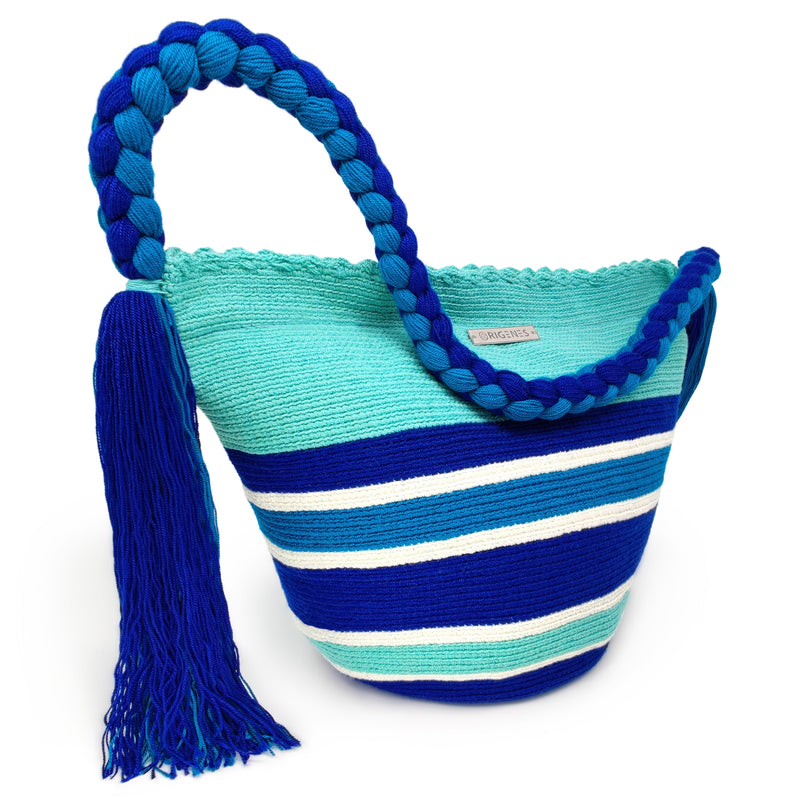 BOLSO WAYUU JOYACIA - Tamaño MEDIO - Tejido manualmente a ganchillo por mujeres de la comunidad indígena Wayuu en La Guajira (Colombia)