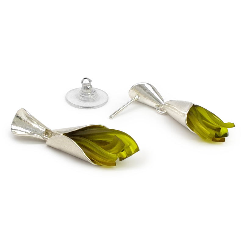 PENDIENTES ECOTHEA - Hechos a mano - Plata de ley 925 - Plástico reciclado de los revestimientos de las tapas de botellas