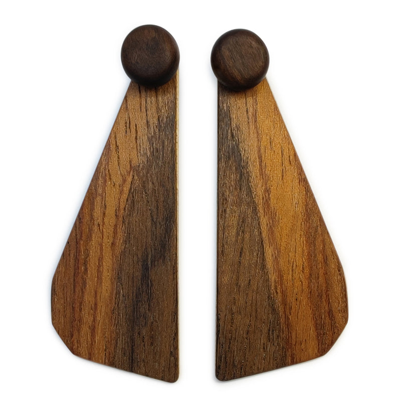 PENDIENTES WOODIE TRIO - Hechos a mano - Reversibles - Madera contrachapada de 3 capas cruzadas