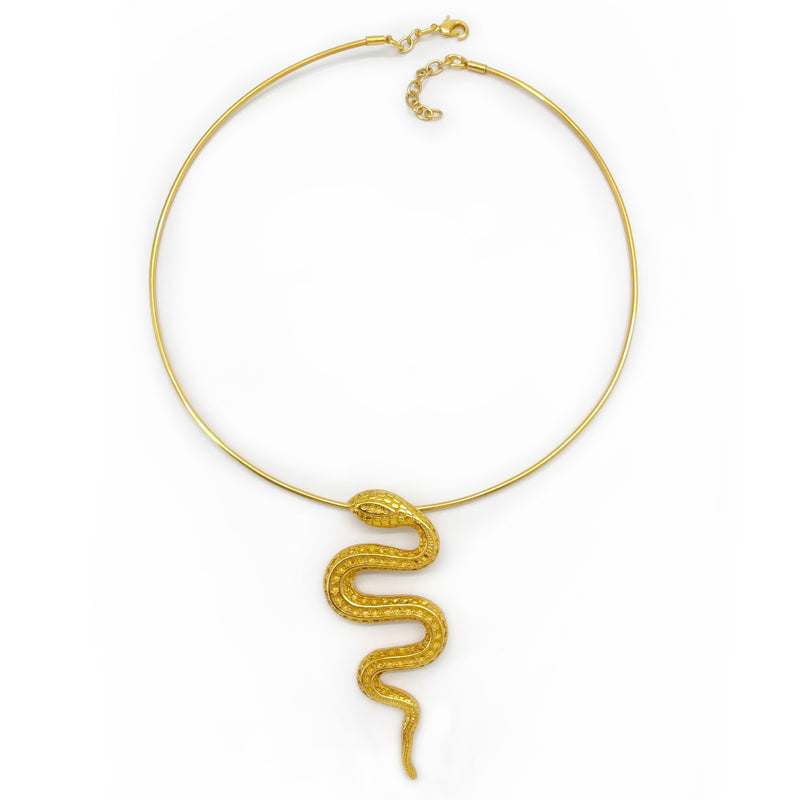 COLLAR SNAKOO - Hecho a mano - Bañado en oro de 24 quilates