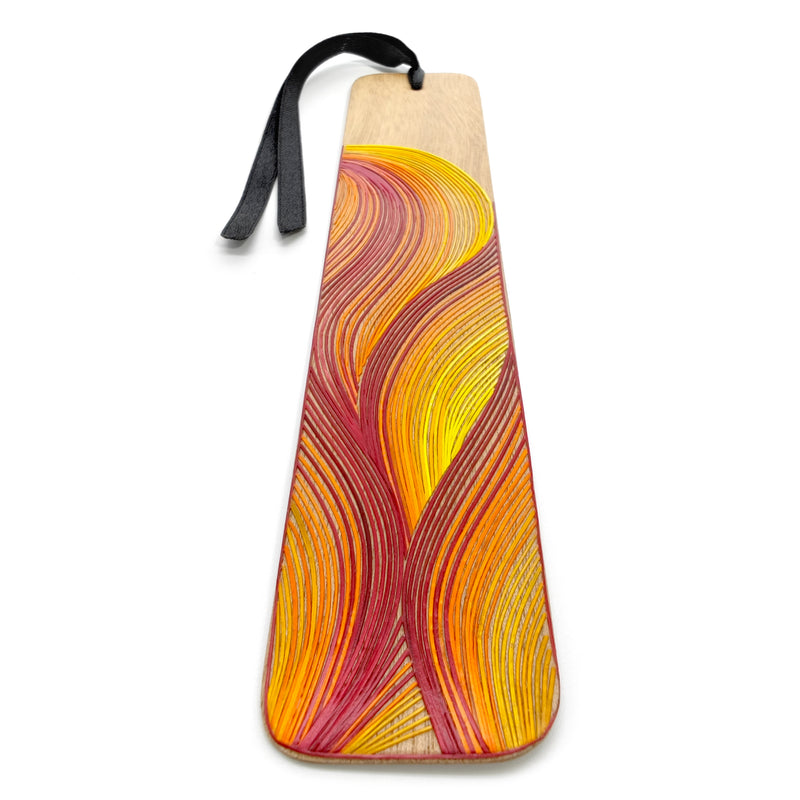 MARCAPÁGINAS FUEGO - COLECCIÓN LOS CUATRO ELEMENTOS - El arte del tamo - Madera clara decorada con paja de trigo y cebada (enchapado en tamo)