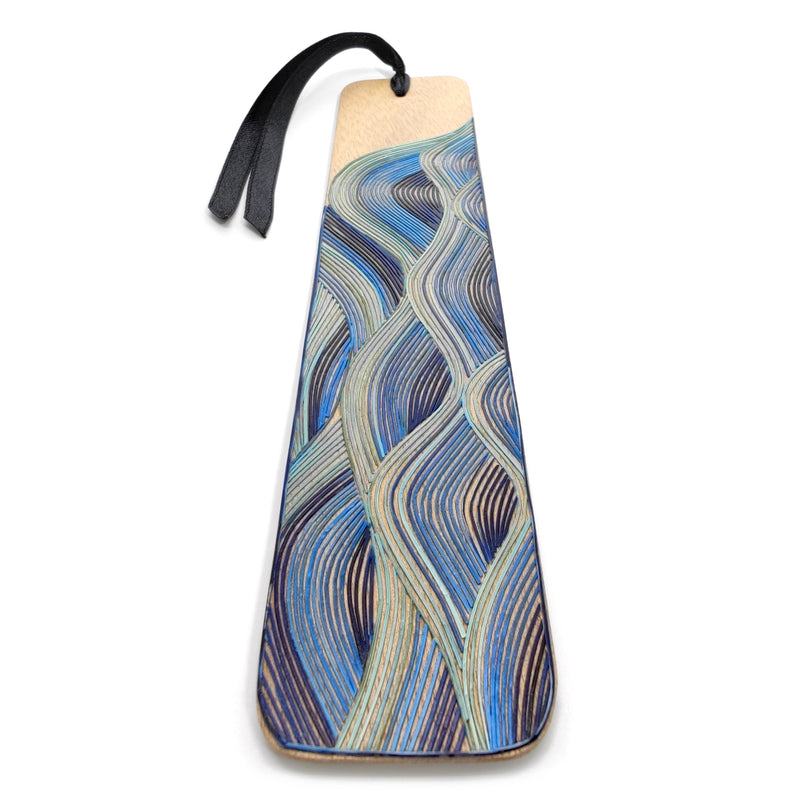 MARCAPÁGINAS AGUA - COLECCIÓN LOS CUATRO ELEMENTOS - El arte del tamo - Madera clara decorada con paja de trigo y cebada (enchapado en tamo)