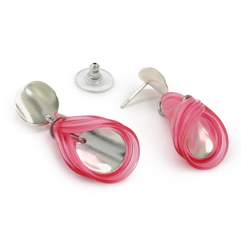PENDIENTES ECOGLOW - Hechos a mano - Plata de ley 925 - Plástico reciclado de los revestimientos de las tapas de botellas