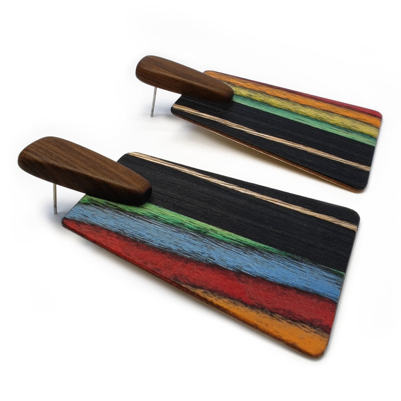 PENDIENTES WOODIE TRAPEZE - Hechos a mano - Madera contrachapada de 3 capas cruzadas