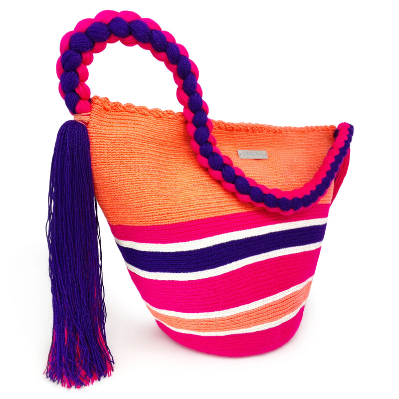 BOLSO WAYUU JOYACIA - Tamaño MEDIO - Tejido manualmente a ganchillo por mujeres de la comunidad indígena Wayuu en La Guajira (Colombia)