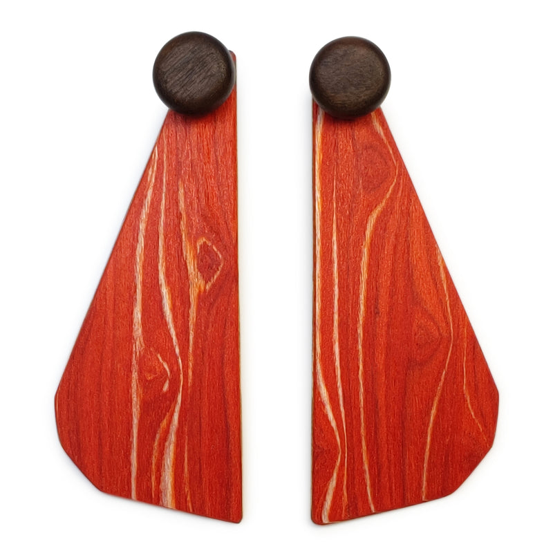 PENDIENTES WOODIE TRIO - Hechos a mano - Reversibles - Madera contrachapada de 3 capas cruzadas
