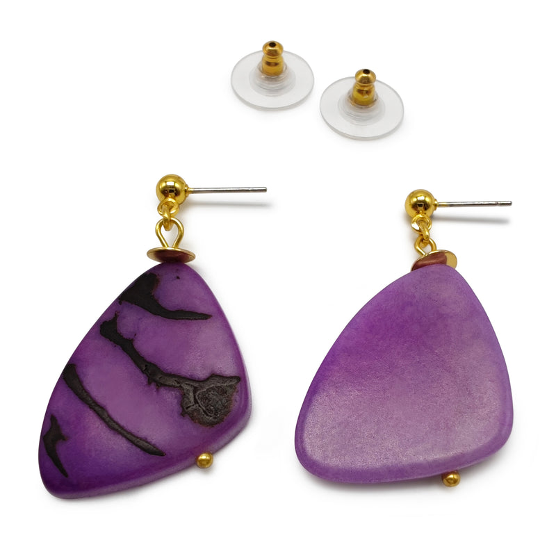 PENDIENTES MARIPOSA - Hechos a mano - Bañados en oro de 24 quilates - Tagua (marfil vegetal)
