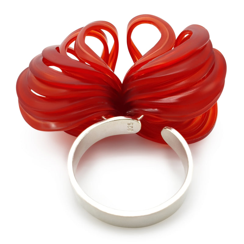 ANILLO ECOBLOOM - Hecho a mano - Ajustable - Plata de ley 925 - Plástico reciclado de los revestimientos de las tapas de botellas