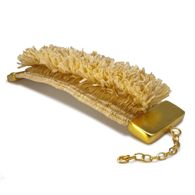 BRAZALETE MAÏZA - Hecho a mano - Bañado en oro de 24 quilates - Hojas de maíz